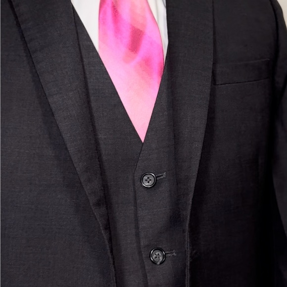 Two Button Charcoal Grey Suit by Ike BeharModern Slim Fit Design - Picture 5 of 9